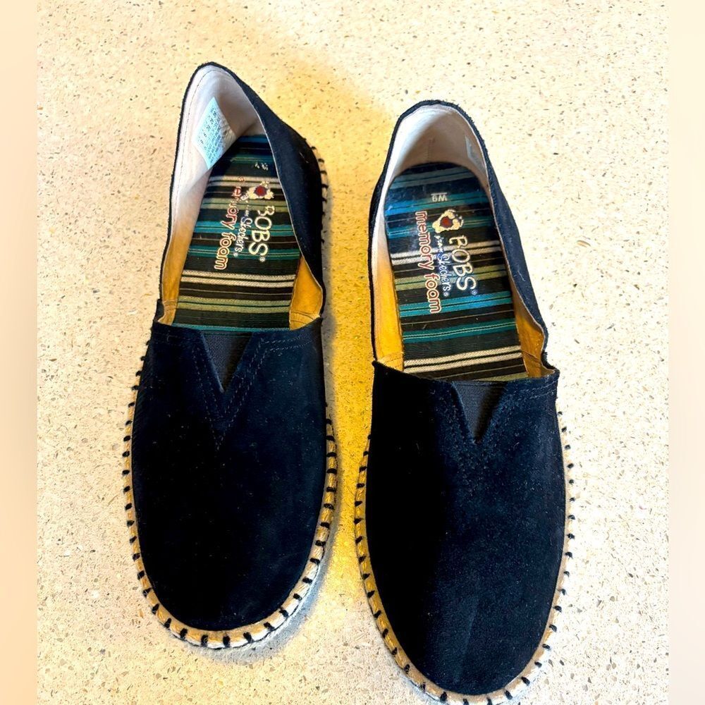 Bobs by Sketchers Black Slip-On Espadrille Shoes for Women